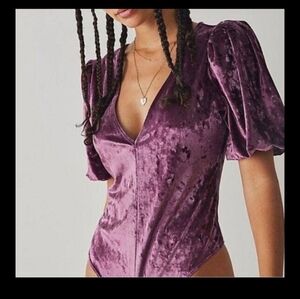 NWOT Free People Don’t You Wish Velvet Bodysuit